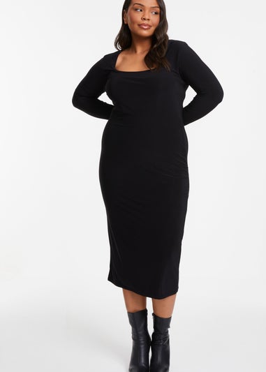 Quiz Black Curve Bodycon Midi Dress