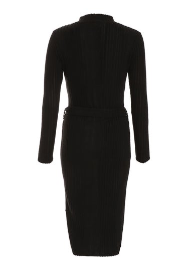 Quiz Black Knitted Long Sleeve Midi Dress