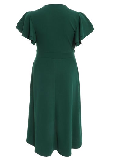 Quiz Green Curve Skater Midi Dress