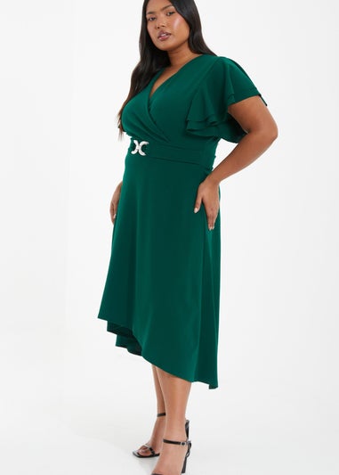 Quiz Green Curve Skater Midi Dress