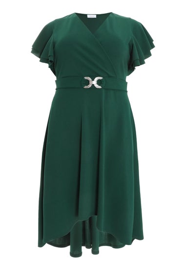 Quiz Green Curve Skater Midi Dress