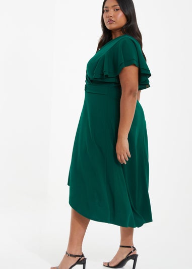 Quiz Green Curve Skater Midi Dress