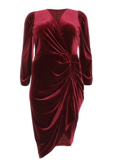 Quiz Red Curve Velvet Midi Dress