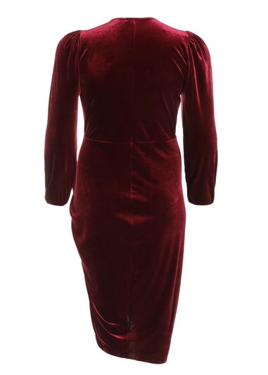 Quiz Red Curve Velvet Midi Dress