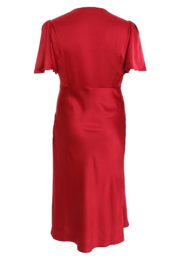 Quiz Red Curve Satin Midi Dress