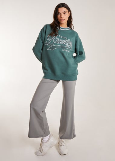 Pink Vanilla Brooklyn Slogan Varsity Sweatshirt