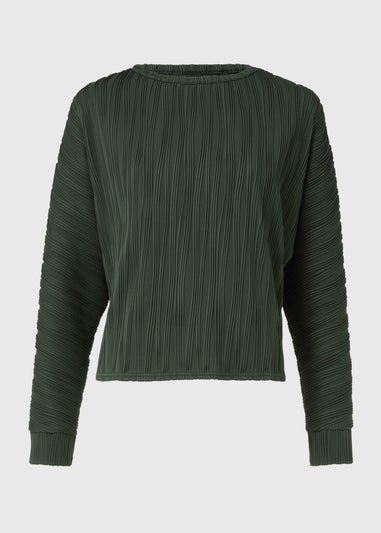 Green Textured Long Sleeve Top