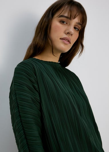 Green Textured Long Sleeve Top