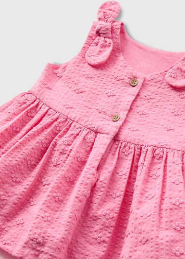 Baby Pink Bow Shoulder Dress & Knickers Set (Newborn-23mths)