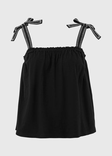 Black Stitch Strap Vest Top