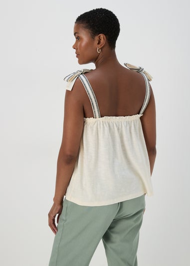 Cream Stitch Strap Vest Top