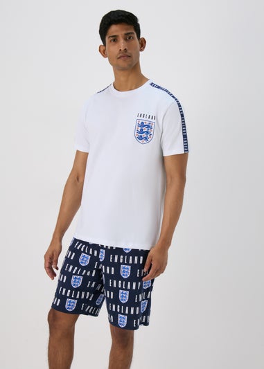 England White Football T-Shirt & Shorts Pyjama Set