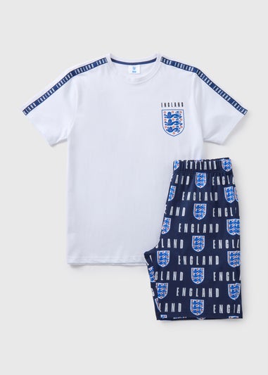 England White Football T-Shirt & Shorts Pyjama Set