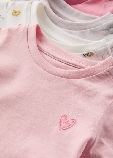 Baby 5 Pack Pink Floral T-Shirts (Newborn-23mths)