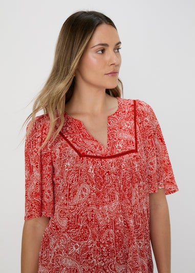 Red Patterned Viscose Blouse