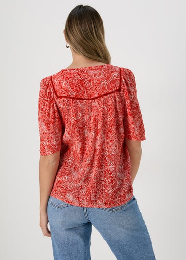 Red Patterned Viscose Blouse