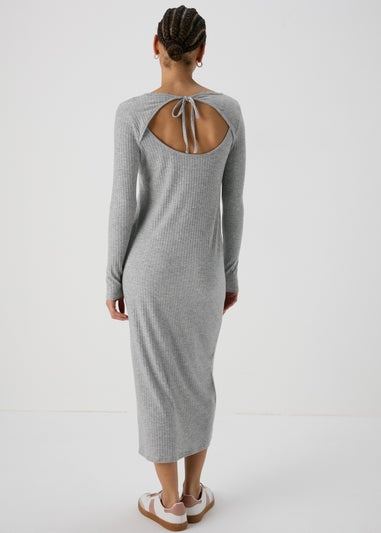 Grey Tie Back Midi Dress