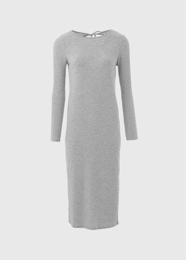 Grey Tie Back Midi Dress