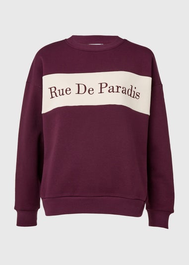 Burgundy Embroidered Slogan Sweatshirt