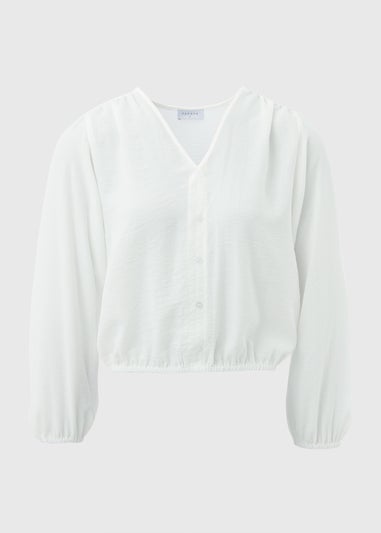 White Button Detail Blouse