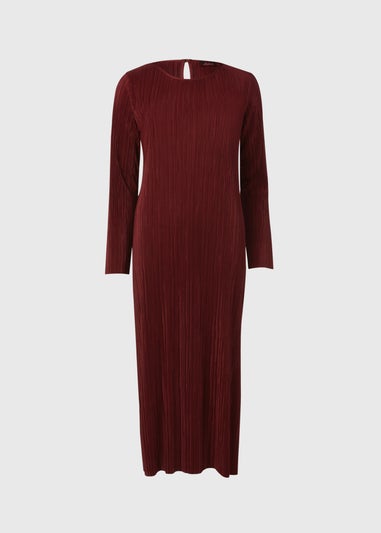 Burgundy Plisse Column Dress