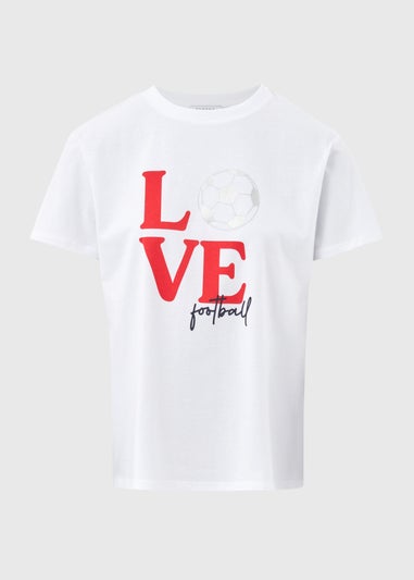 White Love Football T-Shirt
