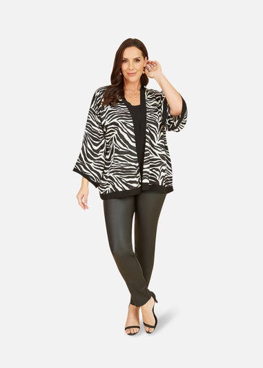 Mela Curve Zebra Print Satin Kimono