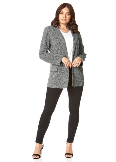 Roman Grey Longline Textured Jersey Blazer