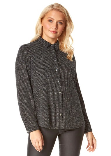 Roman Metallic Sparkle Button Through Blouse