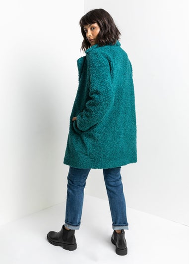 Roman Jade Faux Fur Longline Teddy Coat