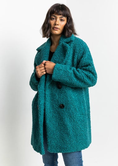 Roman Jade Faux Fur Longline Teddy Coat