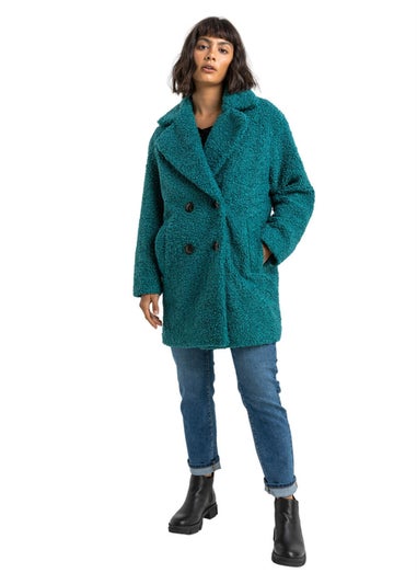 Roman Jade Faux Fur Longline Teddy Coat