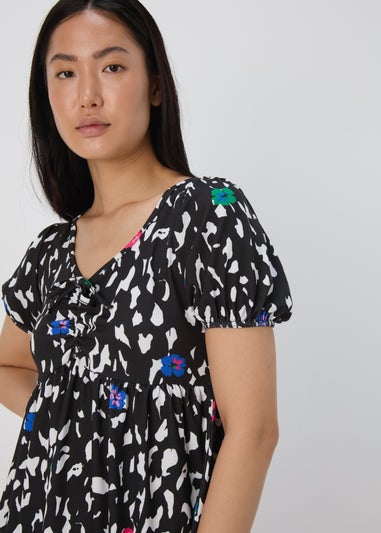 Multicolour Ruched Front Woven Top