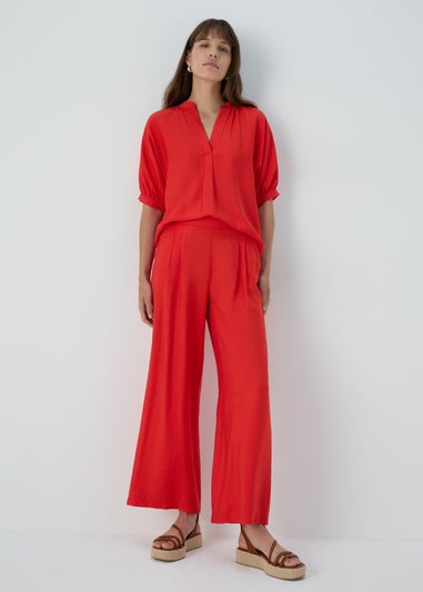 Papaya Petite Red Co Ord Wide Leg Trousers