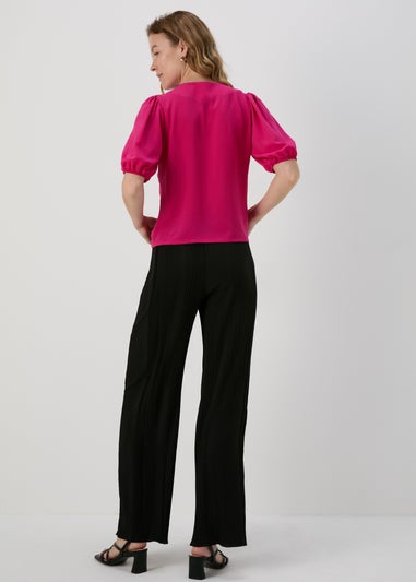 Black Woven Plisse Trousers