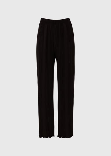 Black Woven Plisse Trousers