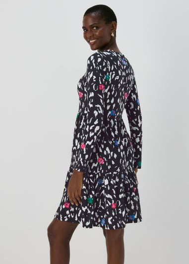 Multicolour Print Tiered Smock Dress