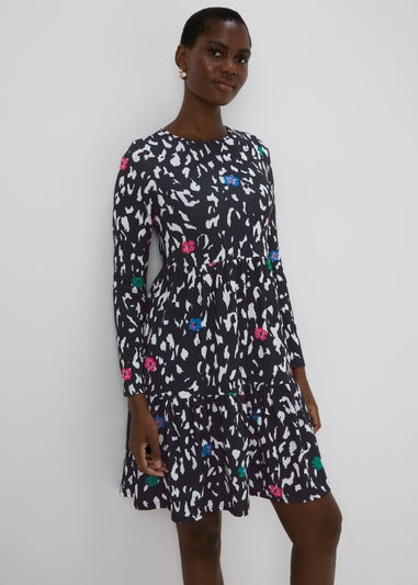 Multicolour Print Tiered Smock Dress