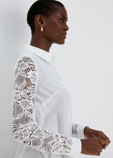 Ivory Lace Sleeve Shirt