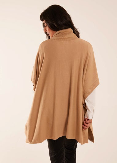 Blue Vanilla Camel High Neck Poncho