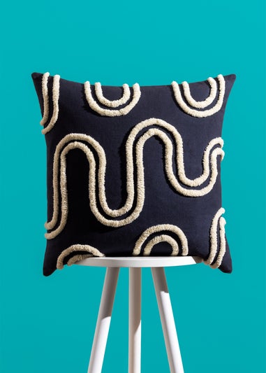 Heya Home Archie Geometric Tufted Filled Cushion (45cm x 45cm x 8cm)