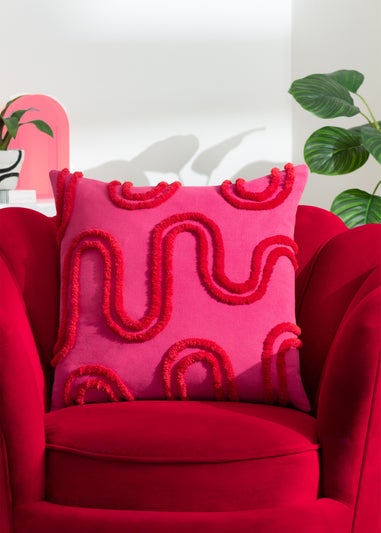 Heya Home Archie Geometric Tufted Filled Cushion (45cm x 45cm x 8cm)