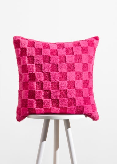 Heya Home Check It Boucle Fleece Filled Cushion (45cm x 45cm x 8cm)