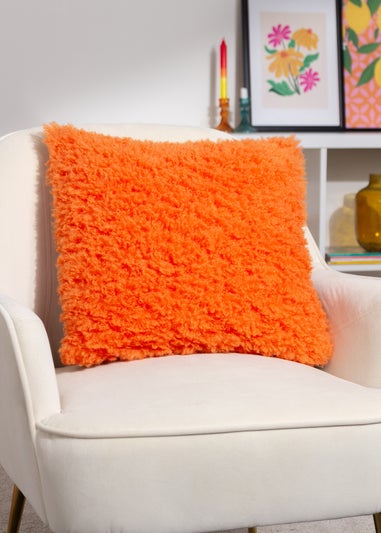 Heya Home Fluff Ball Faux Fur Filled Cushion (45cm x 45cm x 8cm)