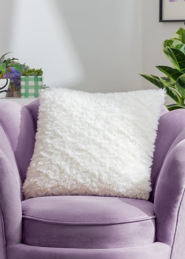 Heya Home Fluff Ball Faux Fur Filled Cushion (45cm x 45cm x 8cm)