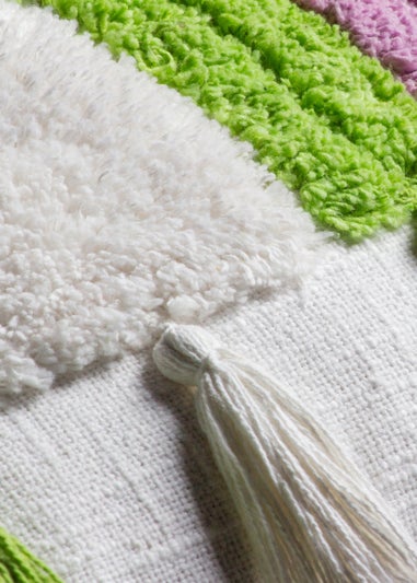 Heya Home Rainbow Tassels Tufted Filled Cushion (45cm x 45cm x 8cm)