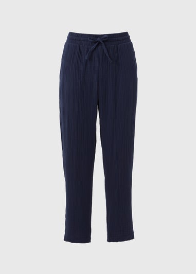 Navy Double Cloth Tapered Trousers