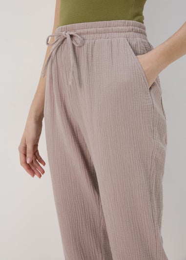 Taupe Double Cloth Crop Trousers