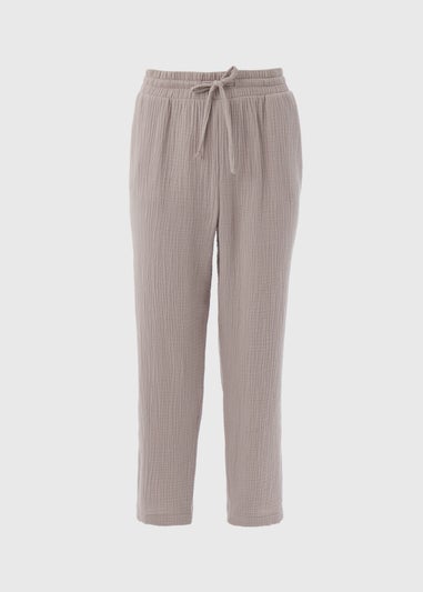 Taupe Double Cloth Crop Trousers