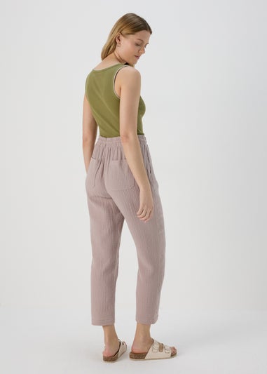 Taupe Double Cloth Crop Trousers